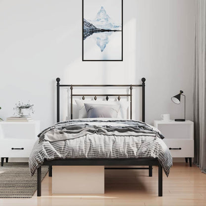 vidaXL Metal Bed Frame without Mattress with Headboard Black 100x200cm 4