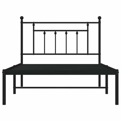 vidaXL Metal Bed Frame without Mattress with Headboard Black 100x200cm 6