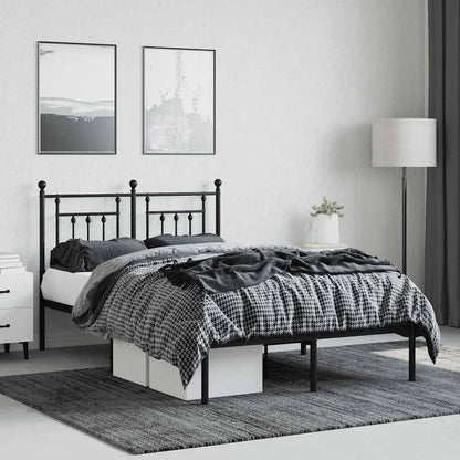 vidaXL Metal Bed Frame without Mattress with Headboard Black 120x190cm 4