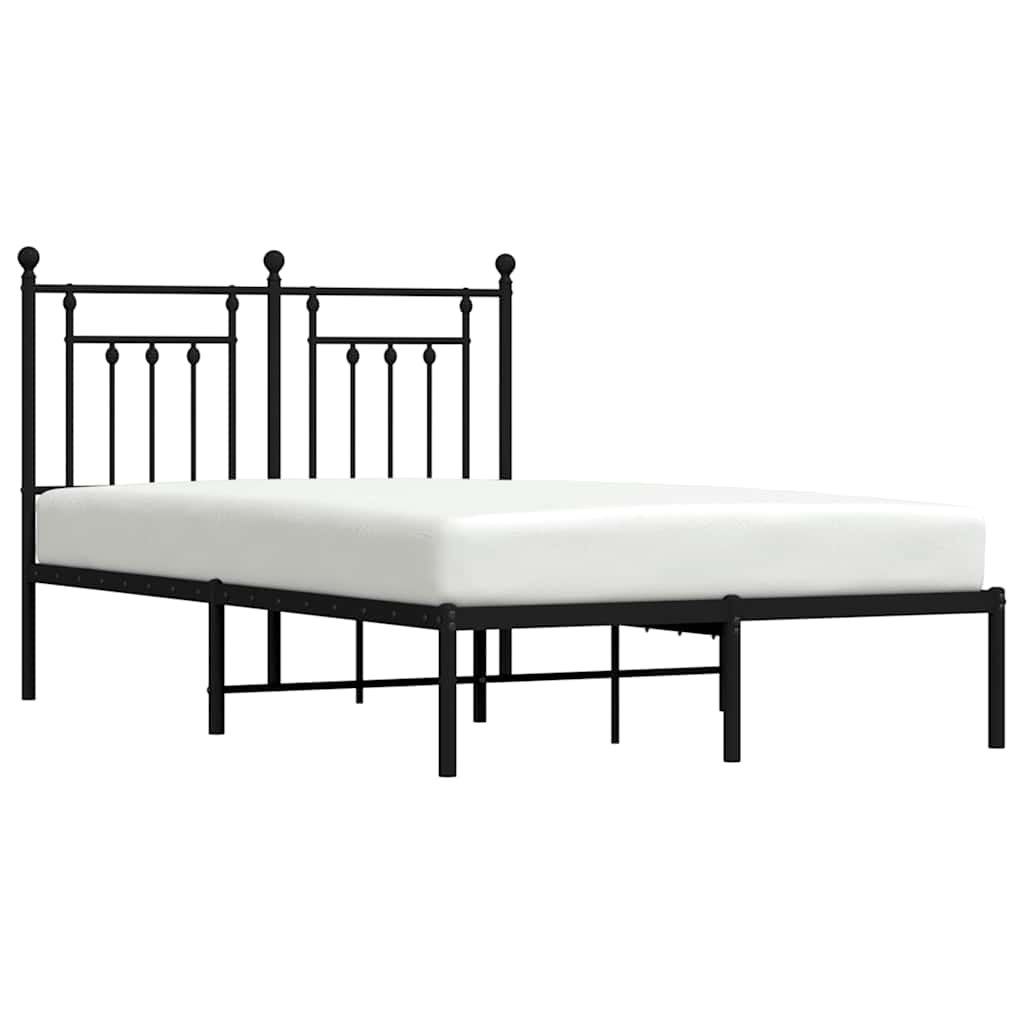 vidaXL Metal Bed Frame without Mattress with Headboard Black 120x190cm 5