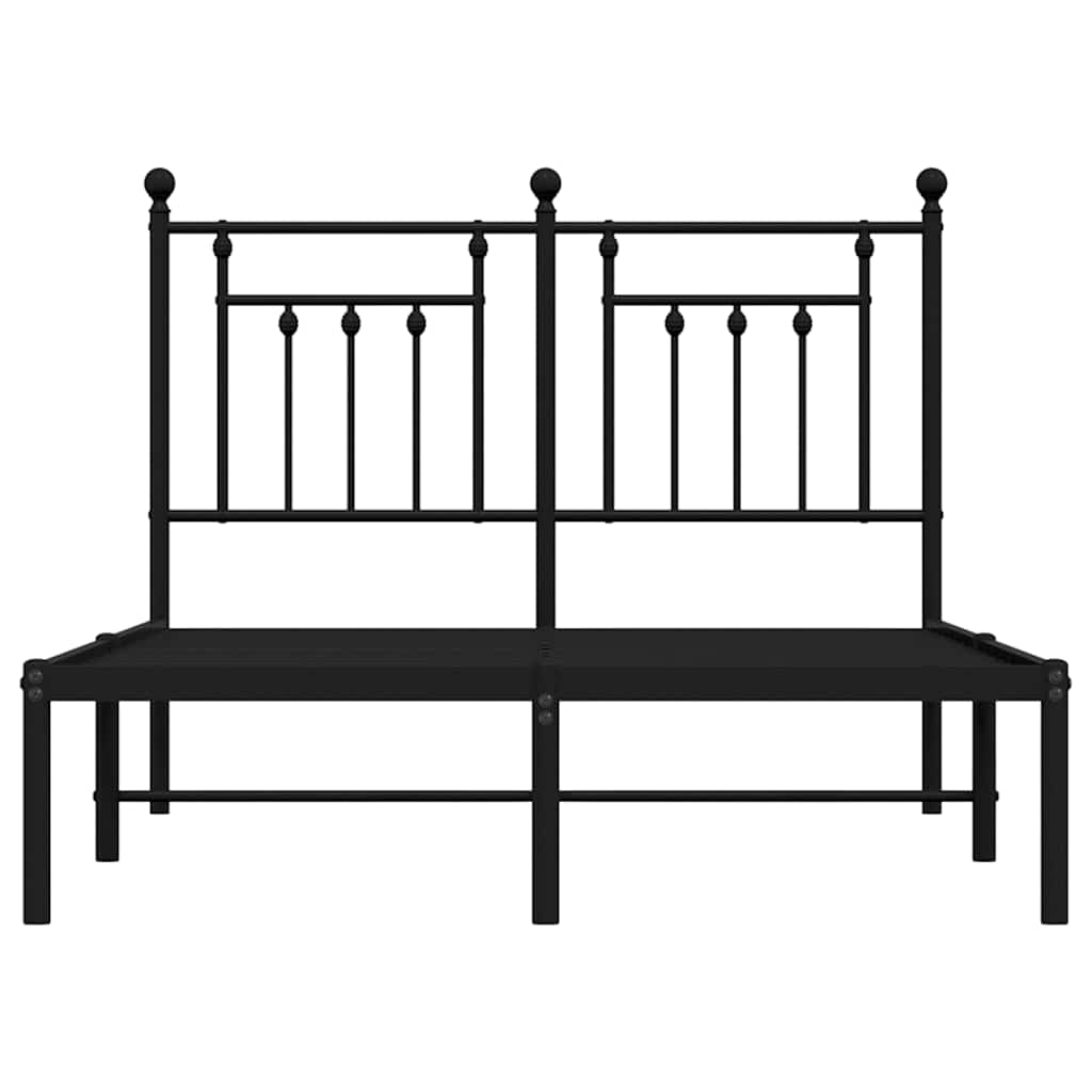 vidaXL Metal Bed Frame without Mattress with Headboard Black 120x190cm 6