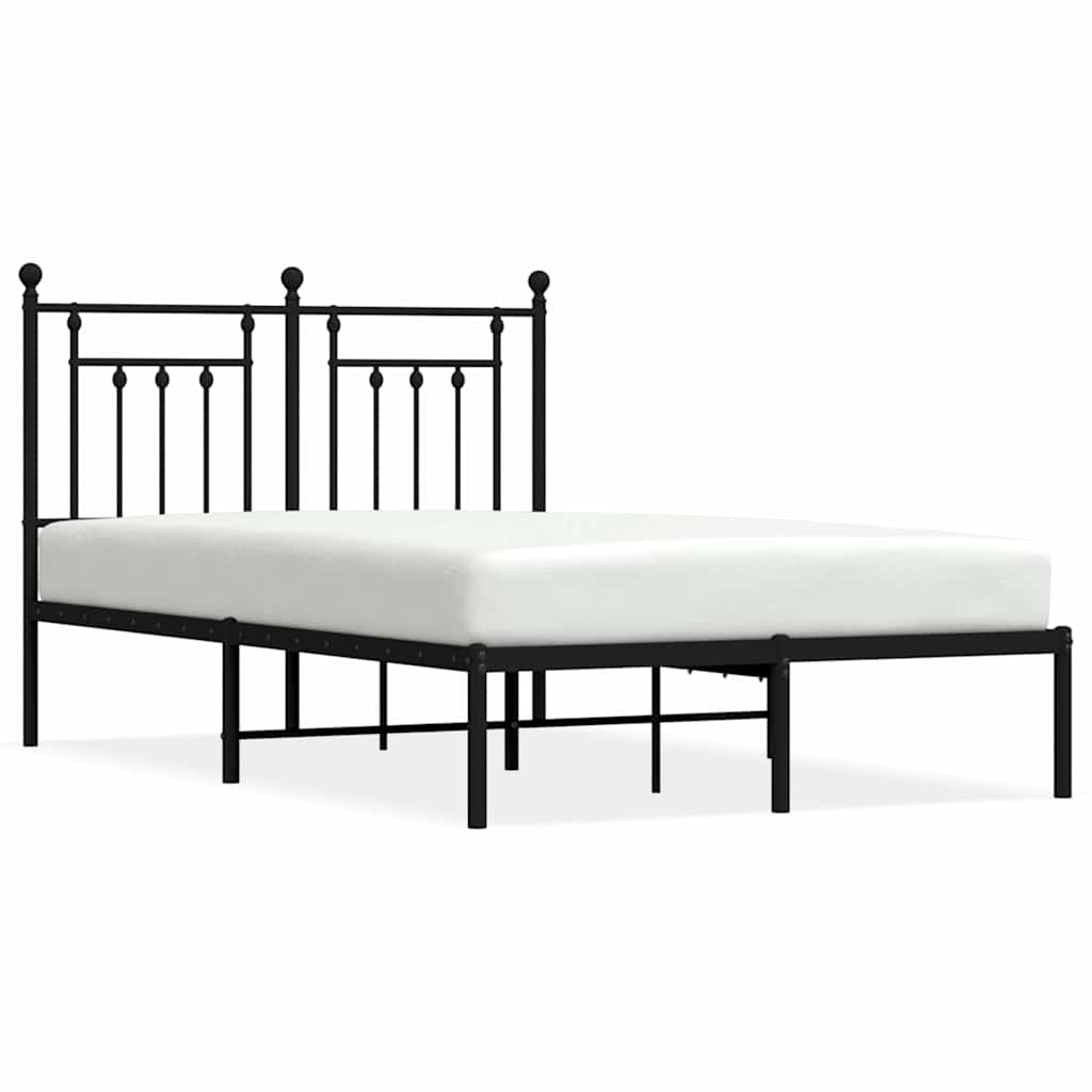 vidaXL Bed Frame | Black | Powder-Coated Steel | 135 x 190 cm | Bed Frame 2