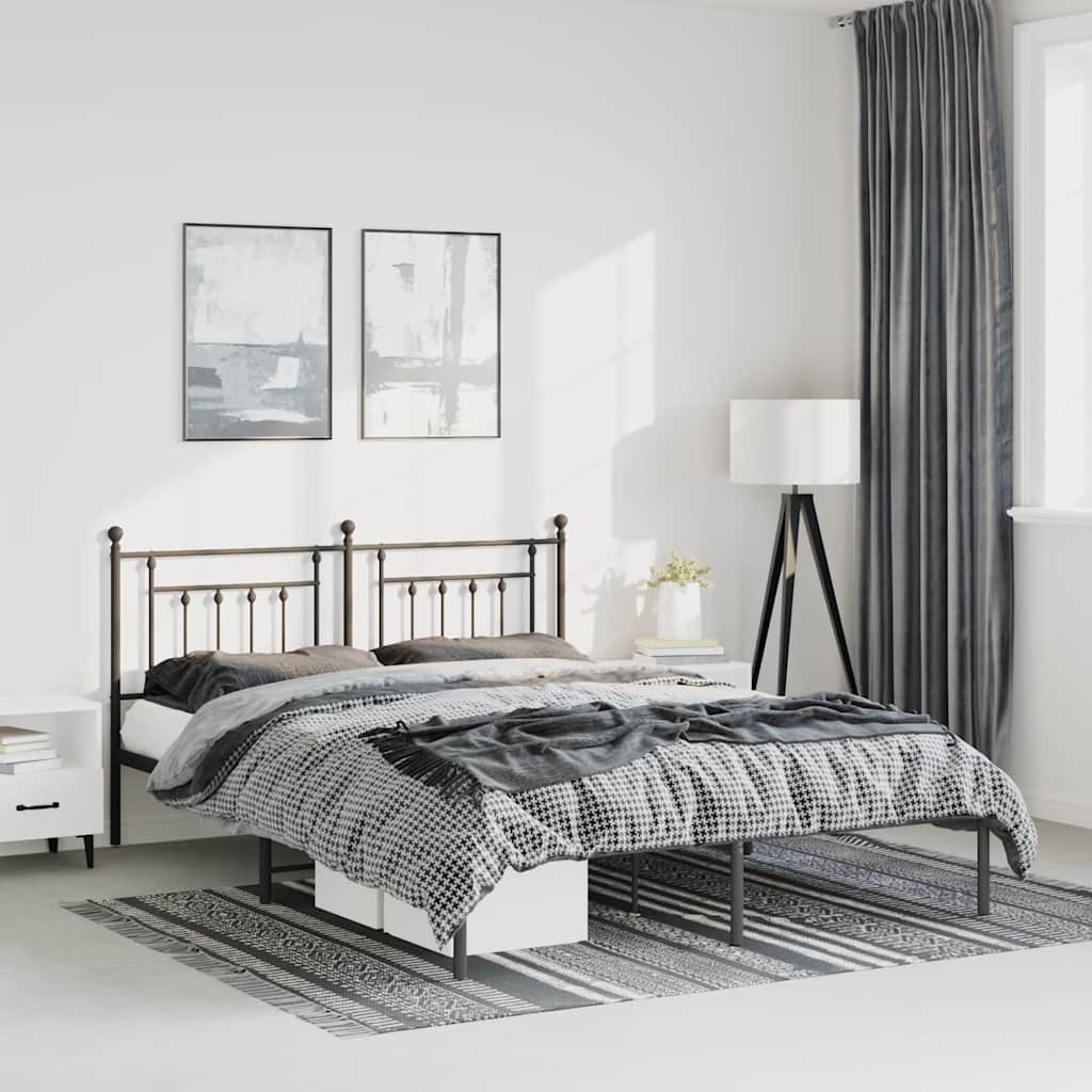 vidaXL Bed Frame | Black | Powder-Coated Steel | 135 x 190 cm | Bed Frame 1