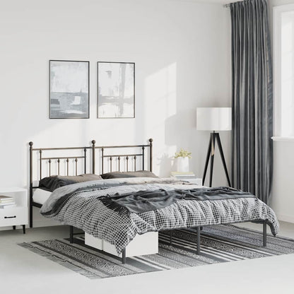 vidaXL Bed Frame | Black | Powder-Coated Steel | 135 x 190 cm | Bed Frame 1