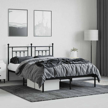 vidaXL Metal Bed Frame without Mattress with Headboard Black 140x190cm 4
