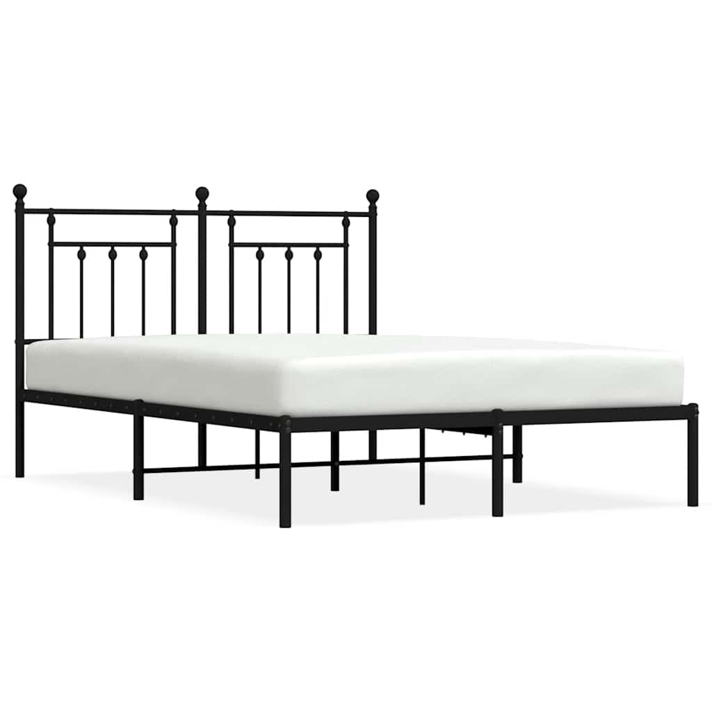 vidaXL Metal Bed Frame without Mattress with Headboard Black 140x200cm 2