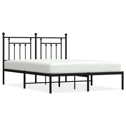 vidaXL Metal Bed Frame without Mattress with Headboard Black 140x200cm 2