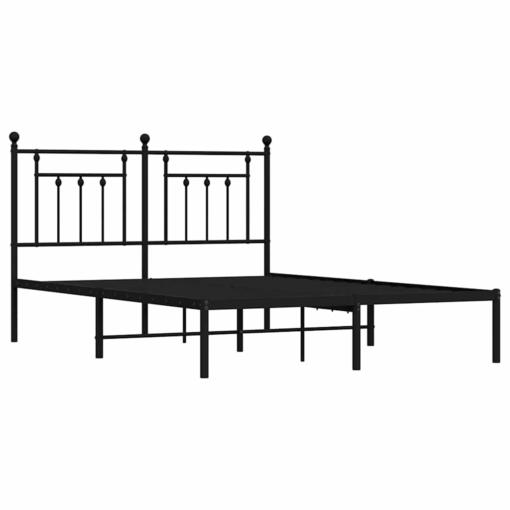 vidaXL Metal Bed Frame without Mattress with Headboard Black 140x200cm 3