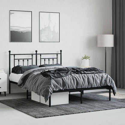vidaXL Metal Bed Frame without Mattress with Headboard Black 140x200cm 4