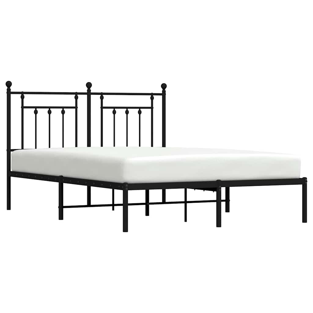 vidaXL Metal Bed Frame without Mattress with Headboard Black 140x200cm 5