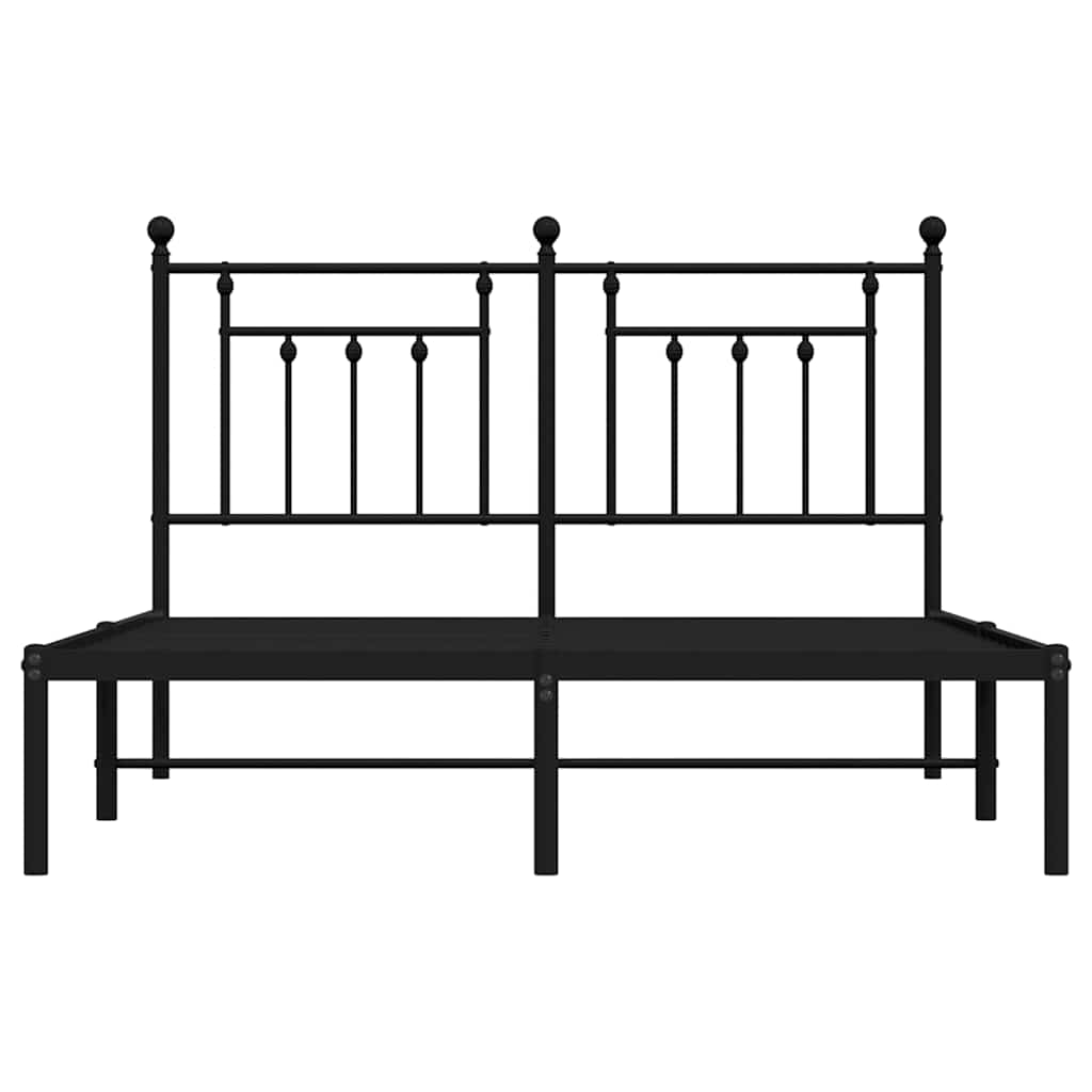 vidaXL Metal Bed Frame without Mattress with Headboard Black 140x200cm 6