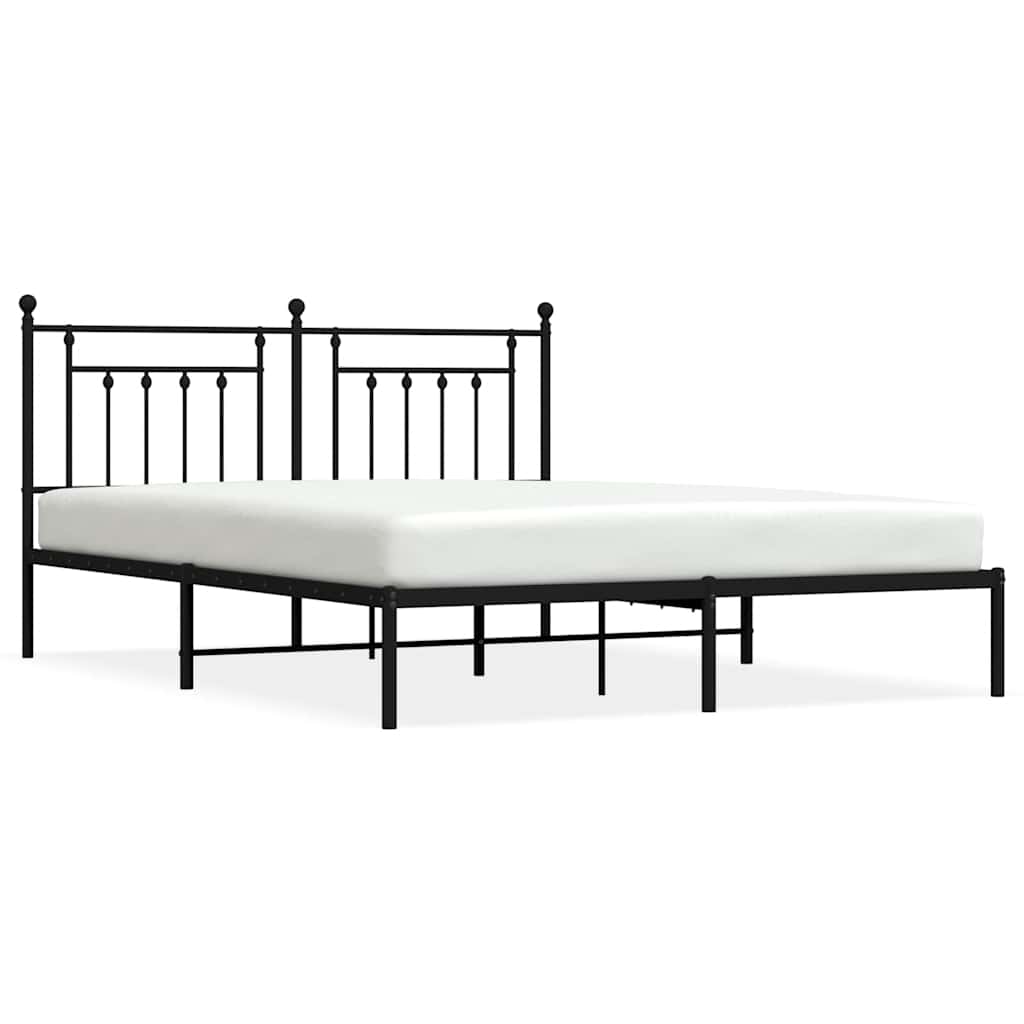 vidaXL Metal Bed Frame without Mattress with Headboard Black 183x213cm 2