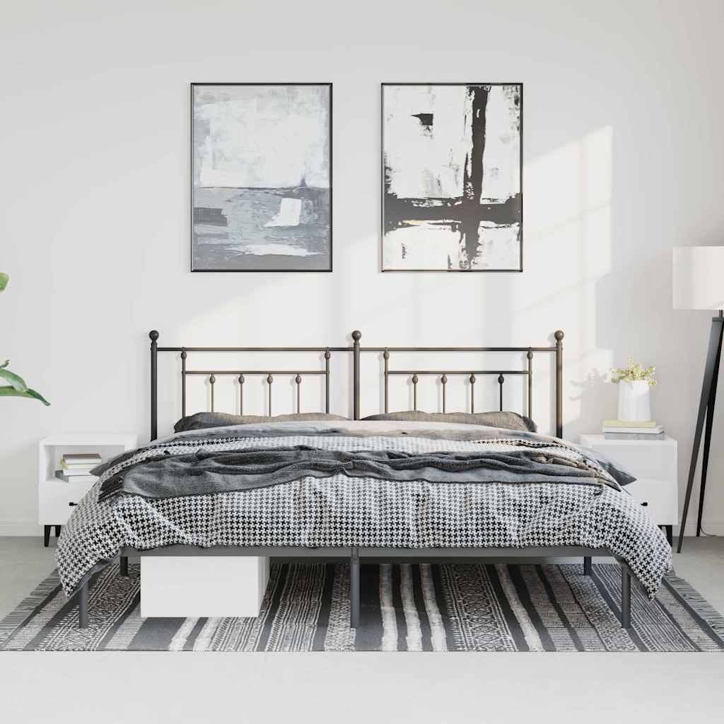 vidaXL Metal Bed Frame without Mattress with Headboard Black 183x213cm 4