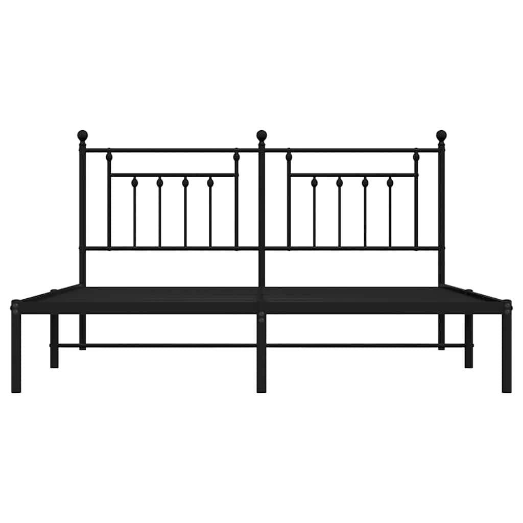 vidaXL Metal Bed Frame without Mattress with Headboard Black 183x213cm 6