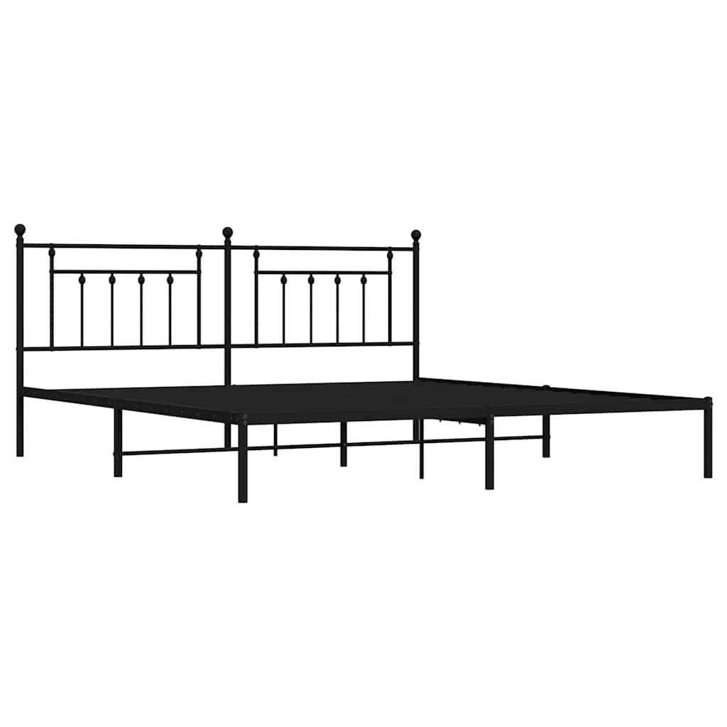 vidaXL Metal Bed Frame without Mattress with Headboard Black 193x203cm 3