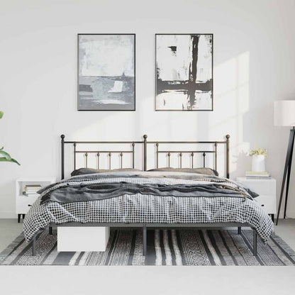 vidaXL Metal Bed Frame without Mattress with Headboard Black 193x203cm 4