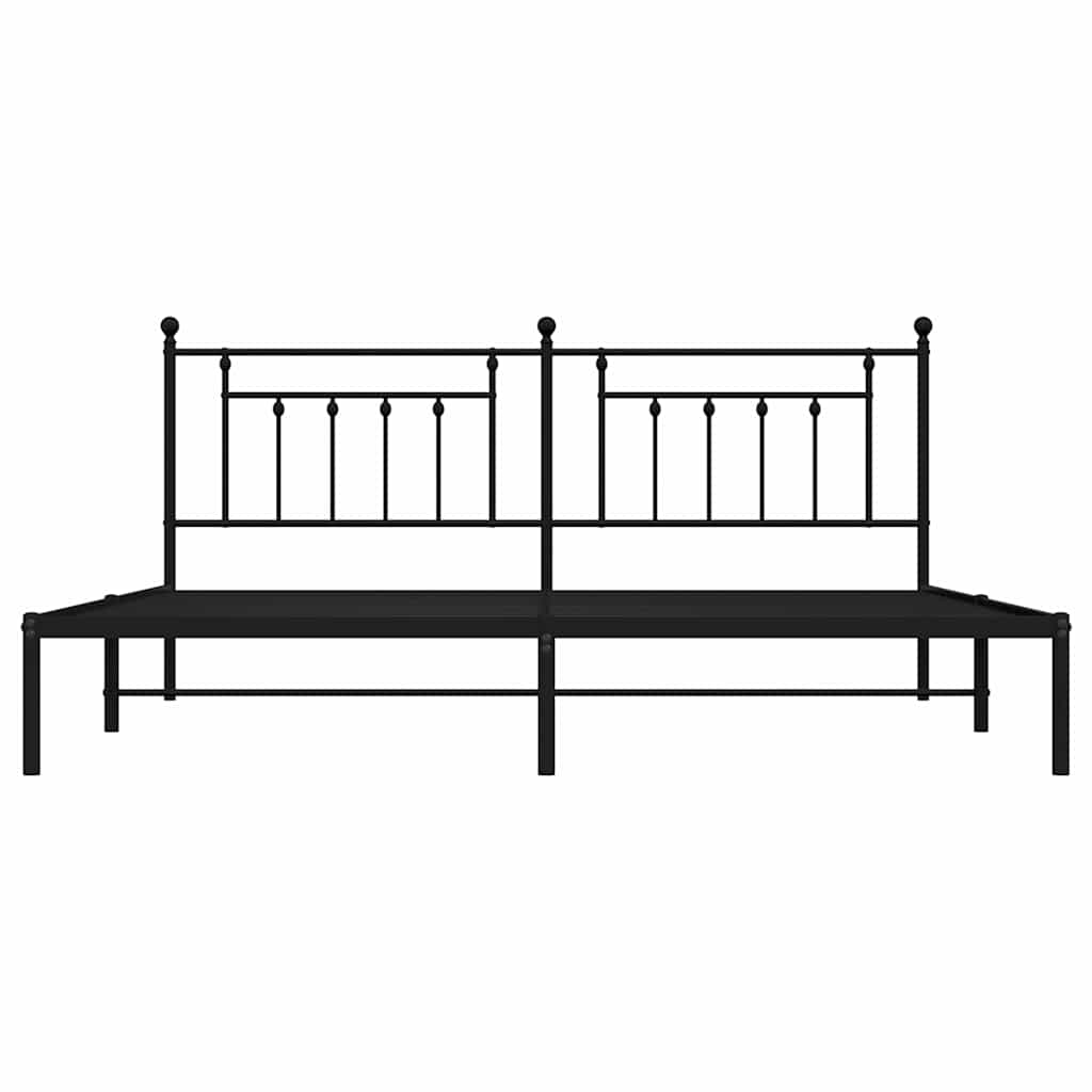 vidaXL Metal Bed Frame without Mattress with Headboard Black 193x203cm 6