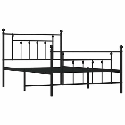 Metal Bed Frame without Mattress with Footboard with Headboard & Footboard Black 100 cm 200 cm