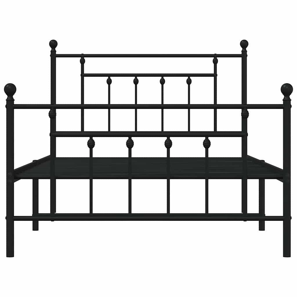Metal Bed Frame without Mattress with Footboard with Headboard & Footboard Black 100 cm 200 cm