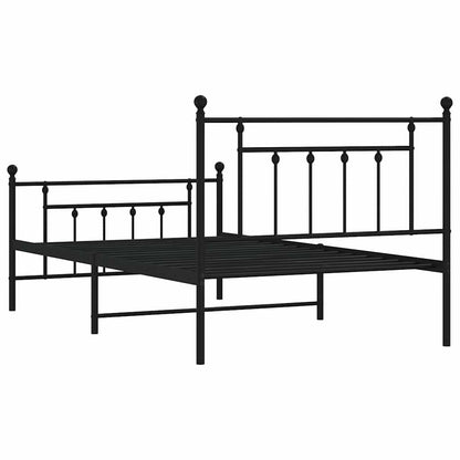 Metal Bed Frame without Mattress with Footboard with Headboard & Footboard Black 100 cm 200 cm