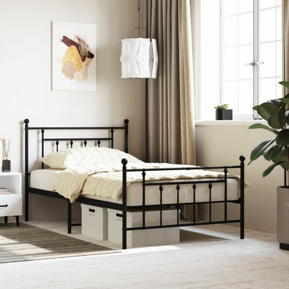 Metal Bed Frame without Mattress with Footboard with Headboard & Footboard Black 107 cm 203 cm
