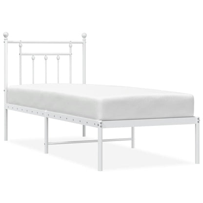 vidaXL Metal Bed Frame without Mattress with Headboard White 75x190cm 2