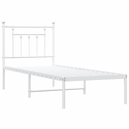 vidaXL Metal Bed Frame without Mattress with Headboard White 75x190cm 3
