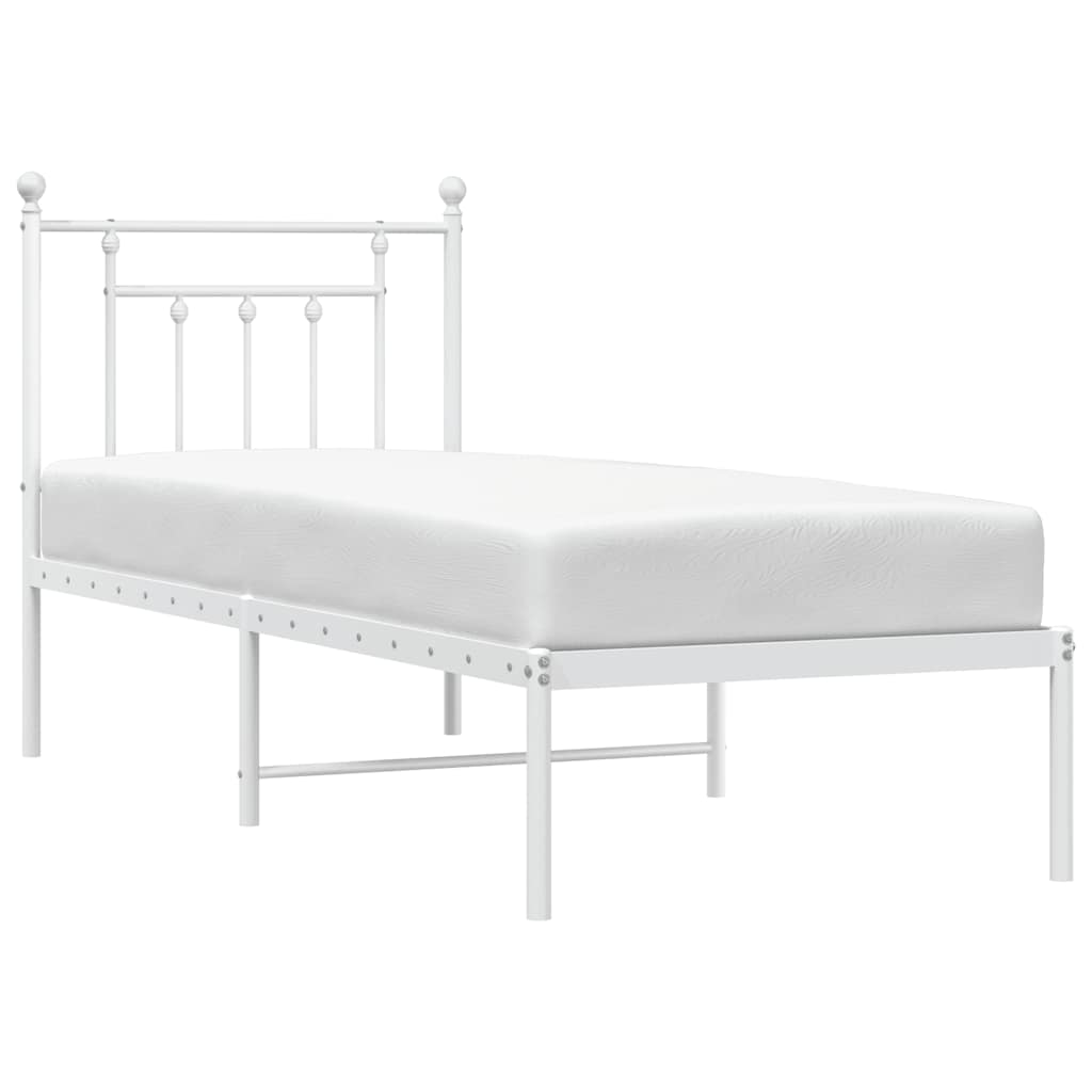 vidaXL Metal Bed Frame without Mattress with Headboard White 75x190cm 5