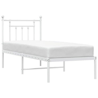 vidaXL Metal Bed Frame without Mattress with Headboard White 75x190cm 5