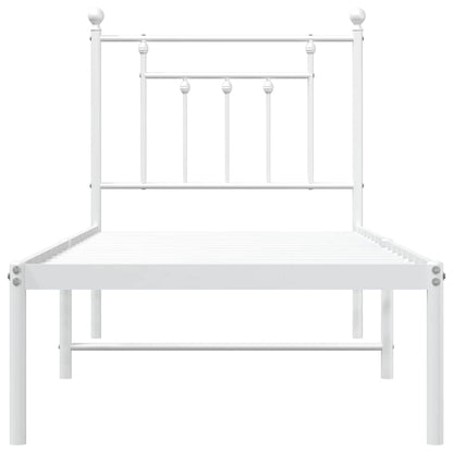 vidaXL Metal Bed Frame without Mattress with Headboard White 75x190cm 6