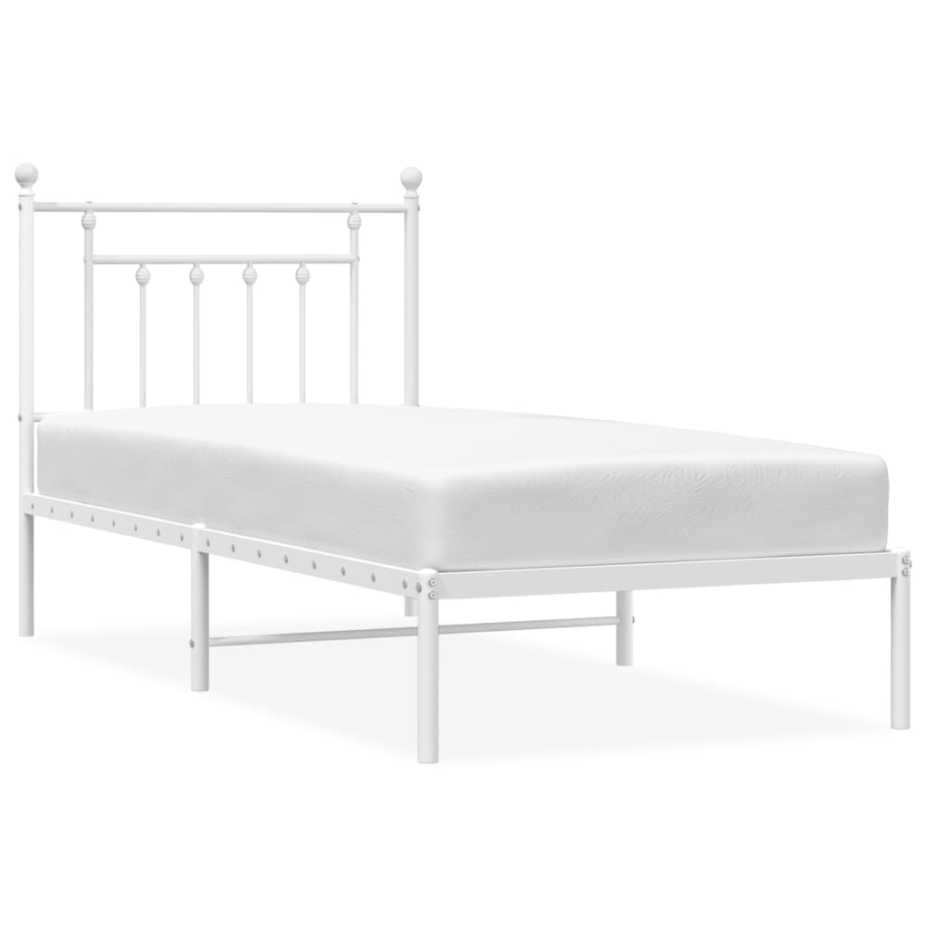Metal Bed Frame without Mattress With headboard White 80 cm 200 cm