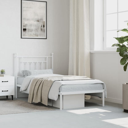 Metal Bed Frame without Mattress With headboard White 80 cm 200 cm