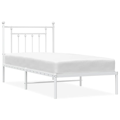 vidaXL Metal Bed Frame without Mattress with Headboard White 90x190cm 2