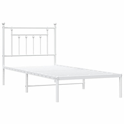 vidaXL Metal Bed Frame without Mattress with Headboard White 90x190cm 3