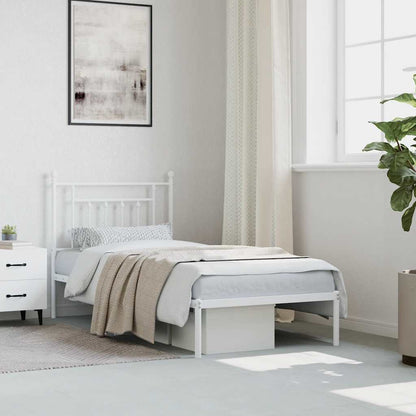 vidaXL Metal Bed Frame without Mattress with Headboard White 90x190cm 4