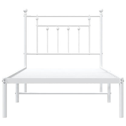 vidaXL Metal Bed Frame without Mattress with Headboard White 90x190cm 6