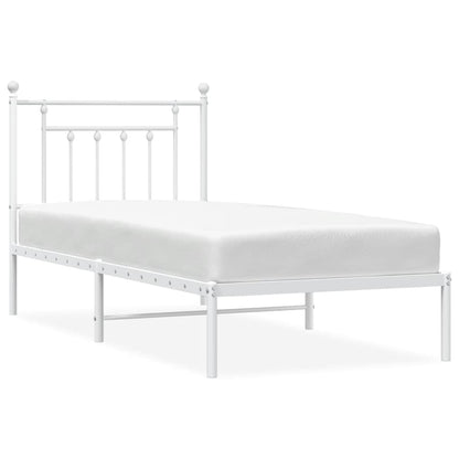 vidaXL Metal Bed Frame without Mattress with Headboard White 90x200cm 2