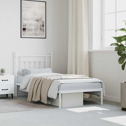 vidaXL Metal Bed Frame without Mattress with Headboard White 90x200cm 4