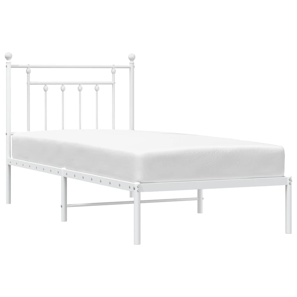 vidaXL Metal Bed Frame without Mattress with Headboard White 90x200cm 5
