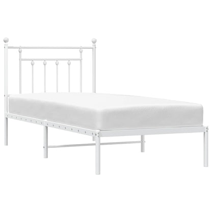 vidaXL Metal Bed Frame without Mattress with Headboard White 90x200cm 5