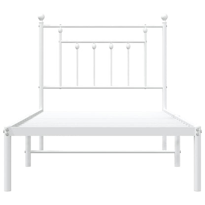 vidaXL Metal Bed Frame without Mattress with Headboard White 90x200cm 6
