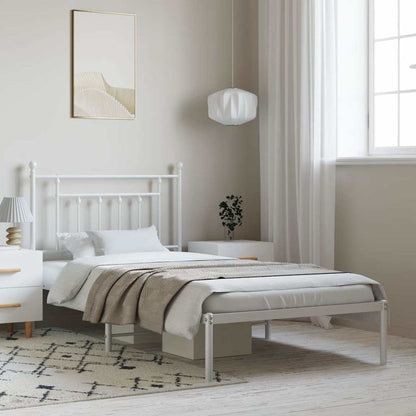 vidaXL Metal Bed Frame without Mattress With headboard White