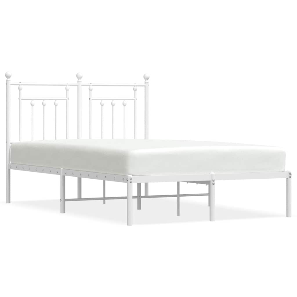 vidaXL Metal Bed Frame without Mattress with Headboard White 120x190cm 2