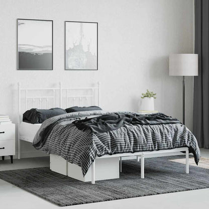 vidaXL Metal Bed Frame without Mattress with Headboard White 120x190cm 4