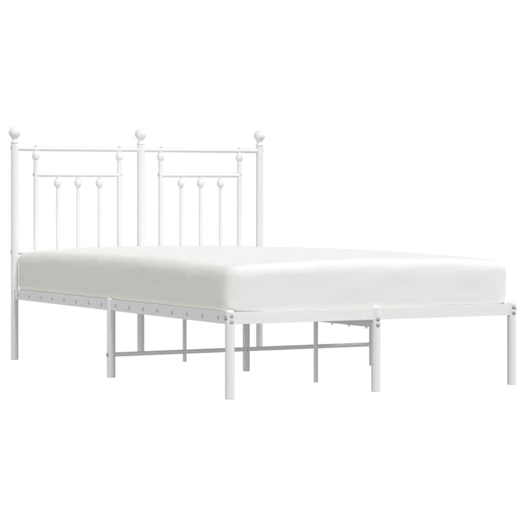 vidaXL Metal Bed Frame without Mattress with Headboard White 120x190cm 5