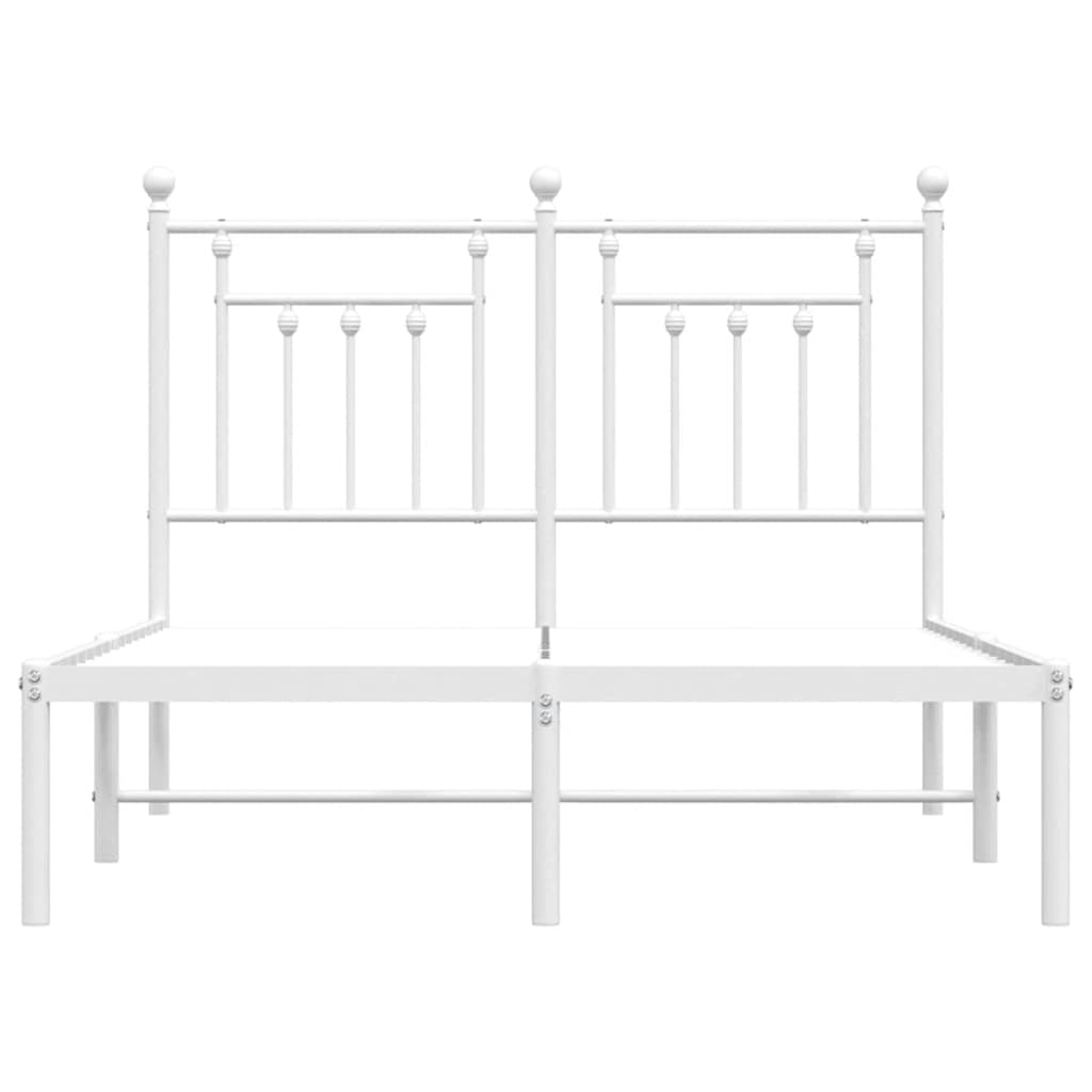 vidaXL Metal Bed Frame without Mattress with Headboard White 120x190cm 6