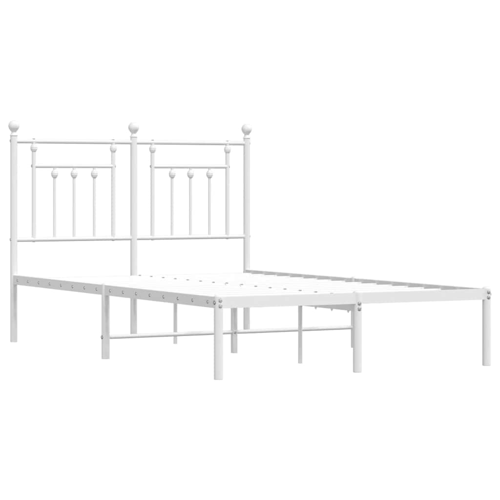vidaXL Metal Bed Frame without Mattress with Headboard White 120x200cm 3
