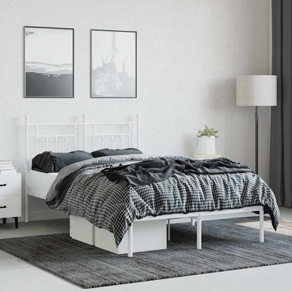 vidaXL Metal Bed Frame without Mattress with Headboard White 120x200cm 4