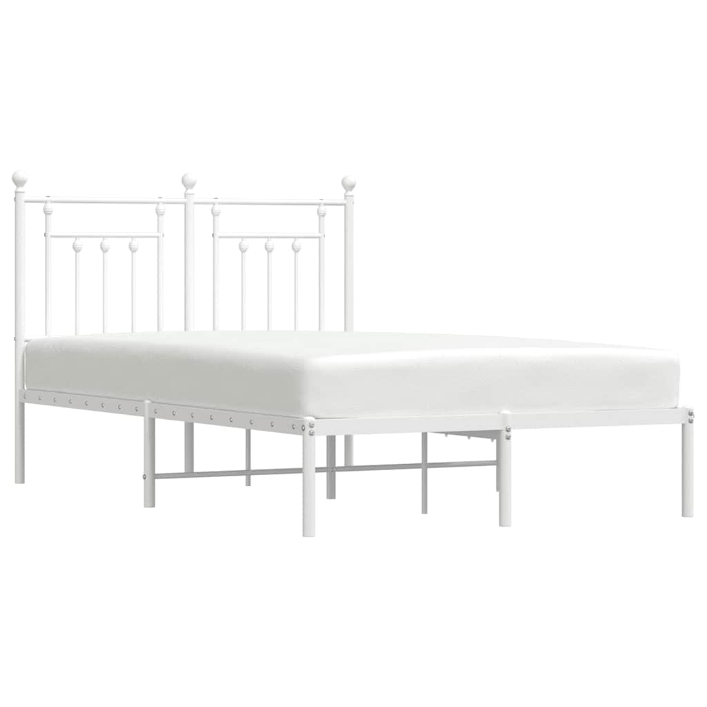 vidaXL Metal Bed Frame without Mattress with Headboard White 120x200cm 5