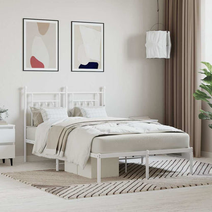 vidaXL Metal Bed Frame without Mattress with Headboard White 120x200cm 1
